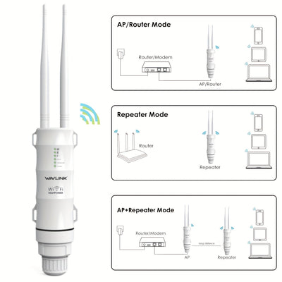 Punto de acceso inalámbrico Wavlink AC600 de doble banda para exteriores/CPE/Repetidor/WISP - 7dBi alta potencia, PoE pasivo, alta calidad, 2.4GHz 150Mbps + 5GHz 433Mbps, 802.11ac, para hogar/oficina/exteriores, ampliación de cobertura, WiFi de alta pote