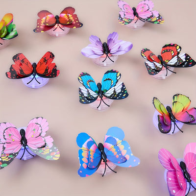Decoración de pared de mariposa que brilla en la oscuridad con capas dobles y alas adjuntas - Ideal para el hogar, cumpleaños, bodas y decoración de vacaciones, estilos y colores aleatorios, decoraciones de mariposas