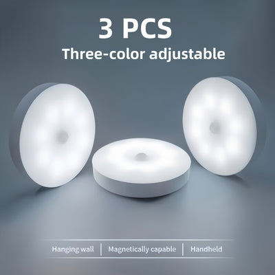 3 luces inteligentes para la noche - Blanco cálido y frío, brillo ajustable, control táctil, recargable por USB, diseño moderno con temática espacial para ventilador de techo de dormitorio