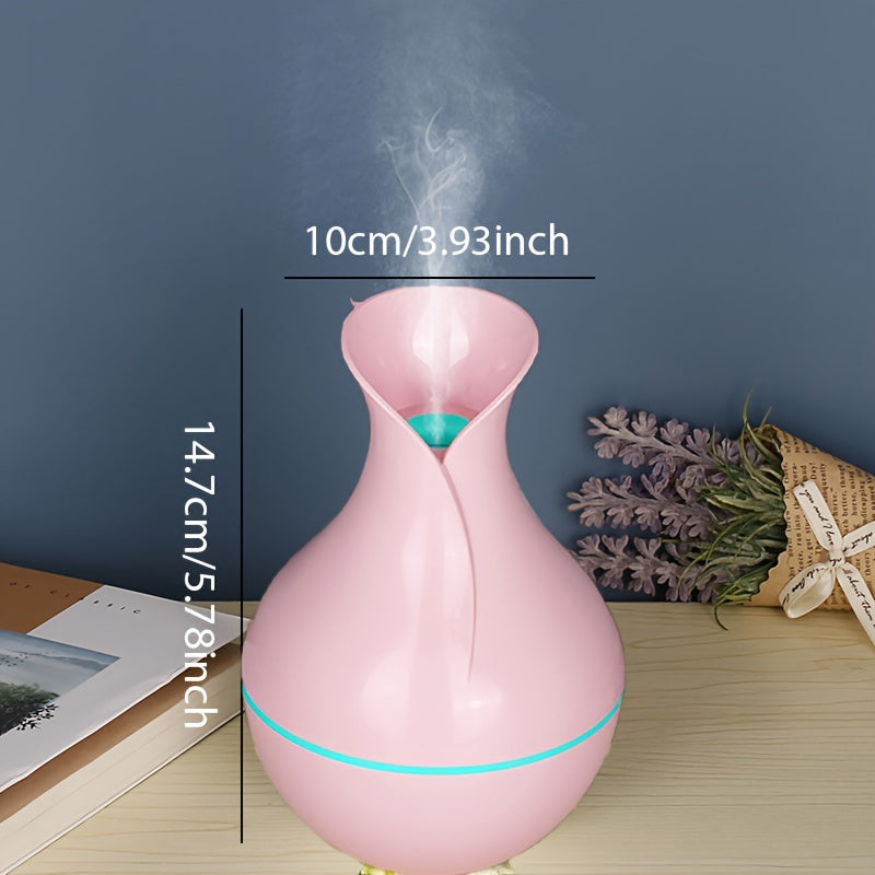 Humidificador ultrasónico USB YAIAWISU con difusor de aceites esenciales, 7 colores LED, niebla fría silenciosa, material de plástico, alimentación por USB para oficina, hogar, dormitorio - Humidificador para una habitación