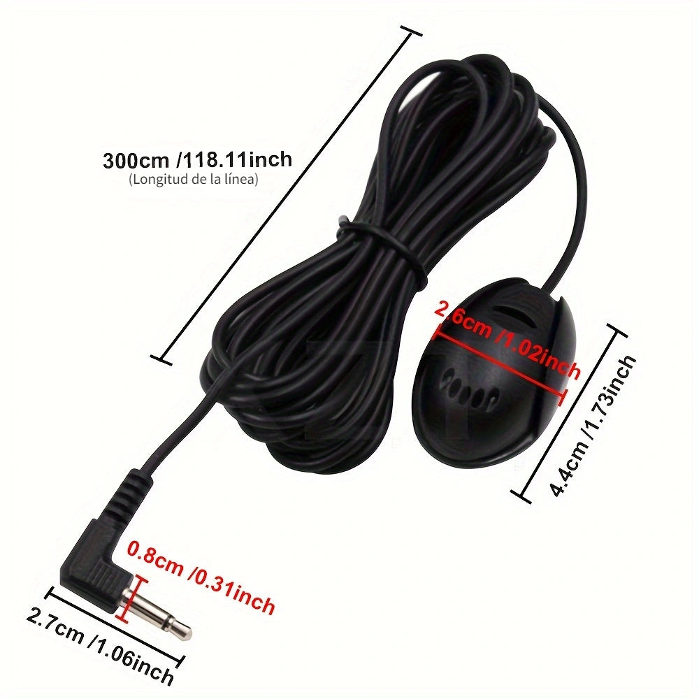 Mini micrófono externo con cable de 3.5mm tipo pasta para audio de coche, micrófono para reproductor estéreo de radio DVD, altavoz para reuniones, cable de 1M, negro
