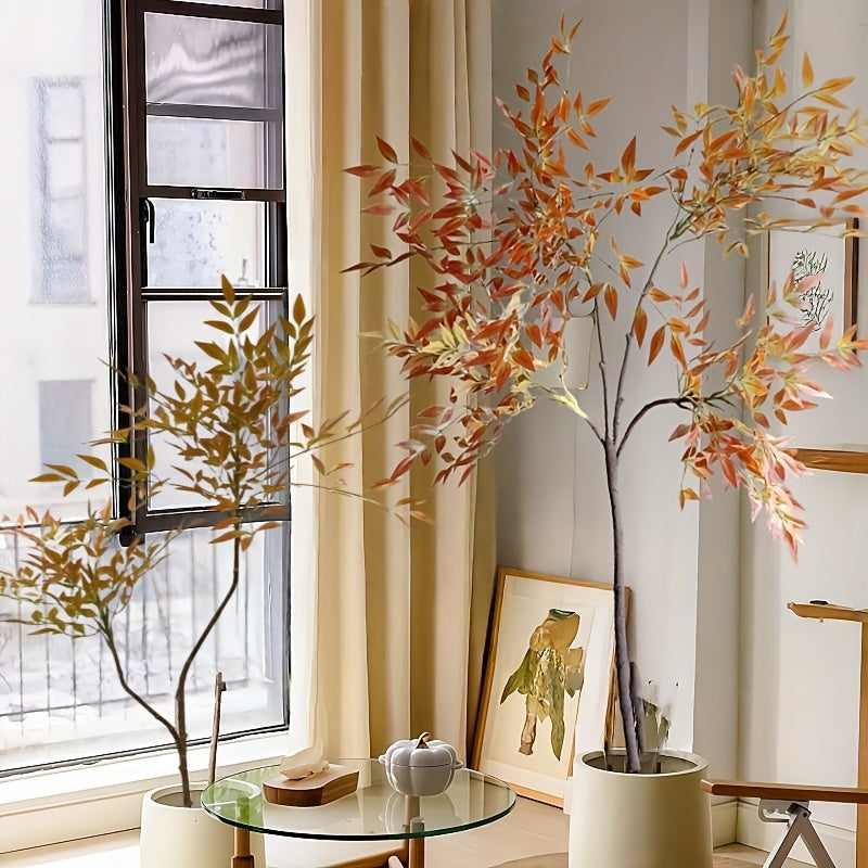 Planta artificial de árbol de bambú grande de 37,5 pulgadas con colores de otoño vibrantes - Perfecta para decoración del hogar, pasillos, estudios, patios y espacios al aire libre - Ideal para apartamentos, hoteles, exposiciones, bodas y fiestas - No re