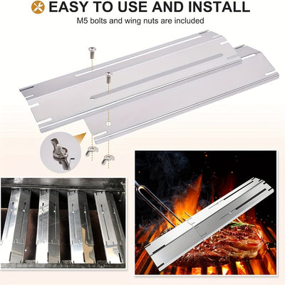 Paquete de 3 Placas Calentadoras Universales para Barbacoa en Tienda con Protector Térmico para Parrilla de Gas, Cubierta Ajustable del Regulador de Llama y Deflector de Calor, Piezas de Repuesto para Parrillas de Gas