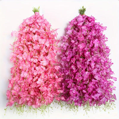 Guirnalda de Flores Artificiales de Glicinia de 20 Piezas para Colgar - Enredadera Falsa Morada y Blanca para Arco de Boda/Fiesta/Jardín/Pared del Hogar, Decoración de Techo, Regalo de San Valentín para Interior o Exterior, Cuidado Sin Mantenimiento