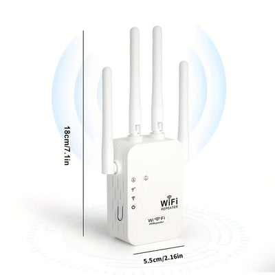 Repetidor de WiFi, Amplificador de WiFi/Extensor - Capacidad para 25 dispositivos, 1200 metros, enchufe de EE. UU. (100-240 V) para cobertura en el hogar/escritorio, amplificador de señal de extensores de WiFi para el hogar, mejorador de Internet para el