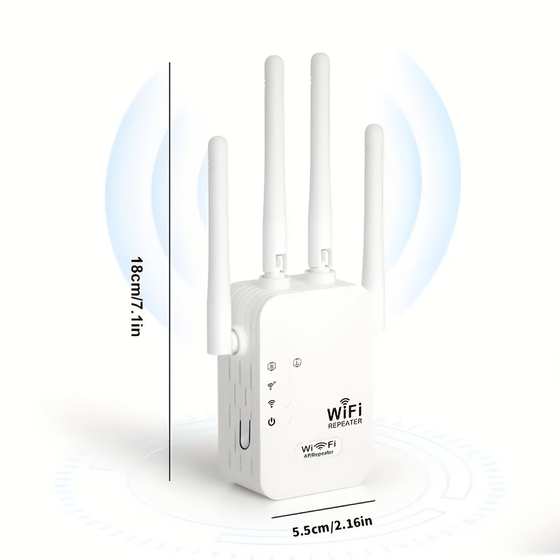 Repetidor de WiFi, Amplificador de WiFi/Extensor - Capacidad para 25 dispositivos, 1200 metros, enchufe de EE. UU. (100-240 V) para cobertura en el hogar/escritorio, amplificador de señal de extensores de WiFi para el hogar, mejorador de Internet para el