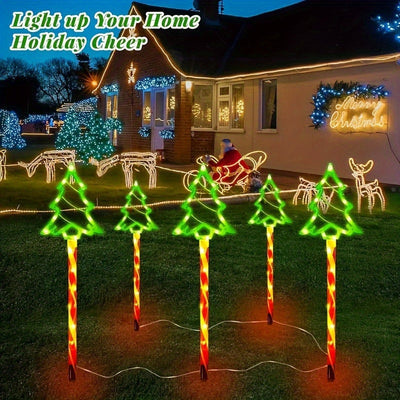 Luz de árbol de Navidad de césped solar 5 en 1