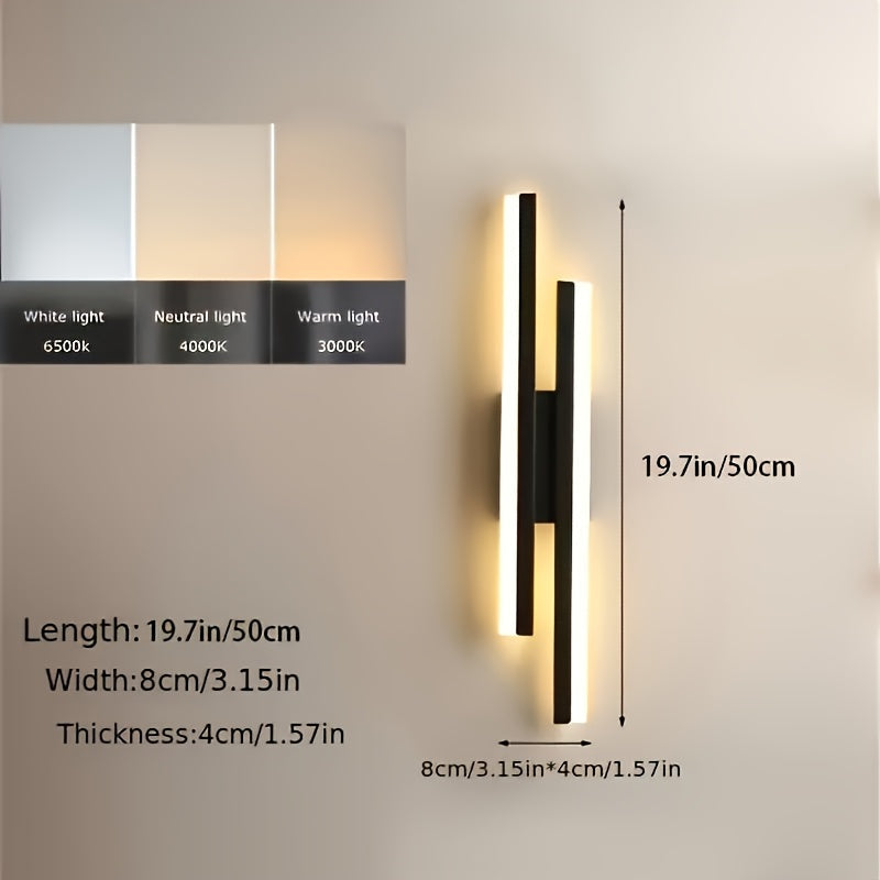Luz de pared moderna en forma de H, LED con 3 colores y ajuste de temperatura, accesorio de iluminación para sala de estar, comedor, y lámpara de pared de tocador.