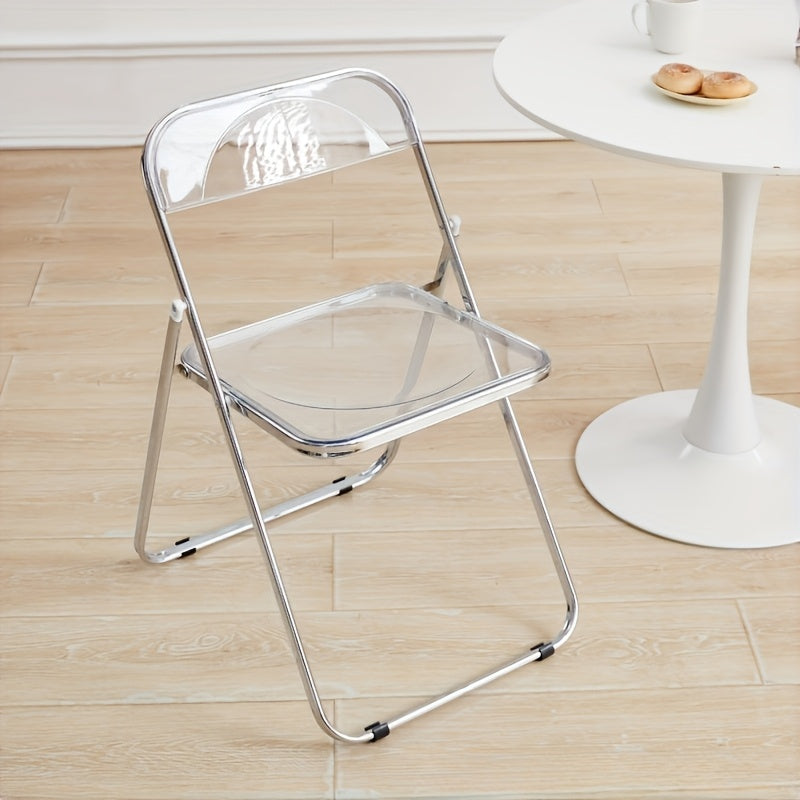 1pc Silla Plegable Acrílica Transparente para Hogar, Taburete Minimalista para Vestidor y Fotos en Casa
