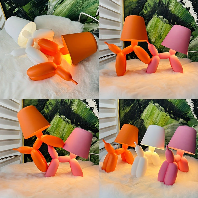 Linterna de Mesa Creativa y Romántica con Globo de Perro Colorido y Interruptor Táctil, Luz de Tres Colores, Soporte para Atenuación Regulable, Batería de Almacenamiento de 2000mAh, Luz de Ambiente de Perro Salchicha, Fiesta de Hotel de Vacaciones, Regal