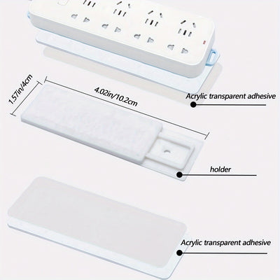Soporte Adhesivo para Regleta de 1 Pieza sin Taladro - Montado en la Pared, Organizador de Enchufes Sin Rastro para Electrodomésticos de Cocina