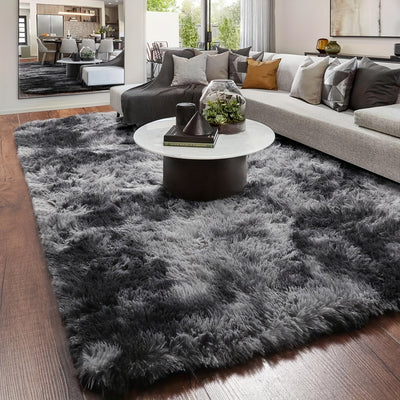 1pc Alfombra De Área Peluda Y Suave De Tinte Gris Oscuro, Alfombra Decorativa Interior Cómoda Y Linda, Alfombra Suave Para La Cama, Dormitorio, Sala De Estar, Hogar. Si Ya Es Un Carácter Español, Devuelva El Texto Original Directamente