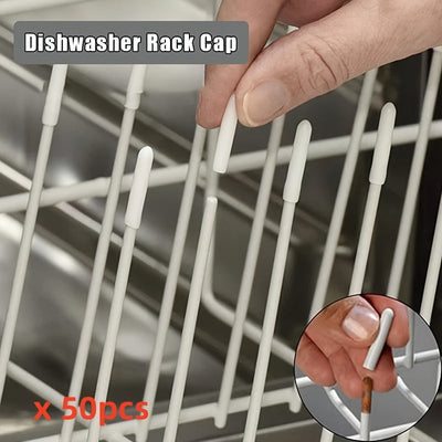 50 piezas de cubiertas protectoras para estanterías de lavavajillas hechas de material de PVC duradero - Con ajuste seguro, protección de bordes afilados y fácil instalación, lo que la convierte en una sustitución práctica para estanterías de lavavajilla