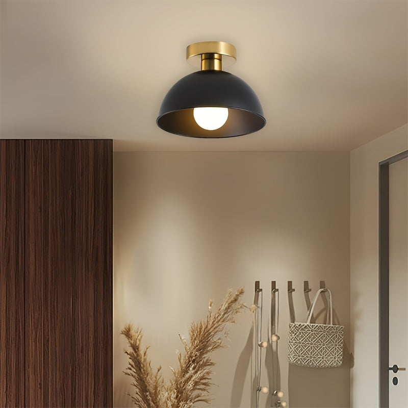 Linterna de techo estilo minimalista, fijación semienterrada en hierro fundido con portalámparas E27, ideal para pasillos, vestíbulos, dormitorios y decoración de cafeterías o tiendas. Bombilla no incluida