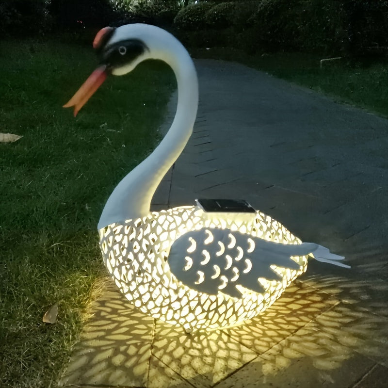 1 pieza de Estatuas Solares de Jardín de Cisne con Pátina y Atrapamoscas de Garza, Esculturas Metálicas de Grulla en Pie, Arte para el Patio de Aves, Decoración de Escenas, Decoración de Festivales, Decoración de Habitaciones, Decoración del Hogar, Decor