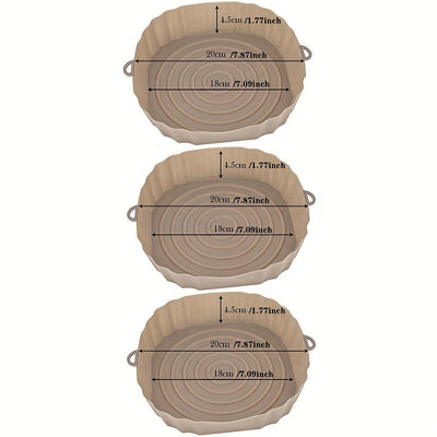 3 paquetes de revestimientos de silicona para freidora de aire de 7.09 pulgadas, cuencos de cesta antiadherentes reutilizables, accesorio para horno, artilugio de cocina, herramienta para hornear, artículos esenciales para cocinar en casa.