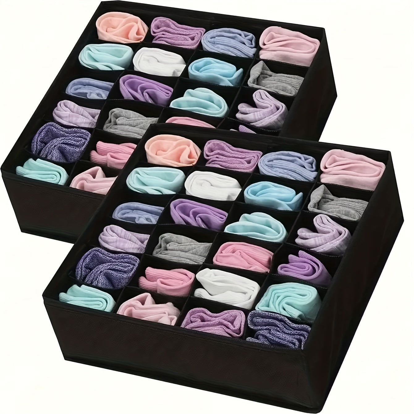 Caja organizadora plegable de 24 divisiones para ropa interior, multifuncional, colapsable, ideal para organizar ropa interior, pañuelos, corbatas, cinturones, calcetines y ropa en el hogar