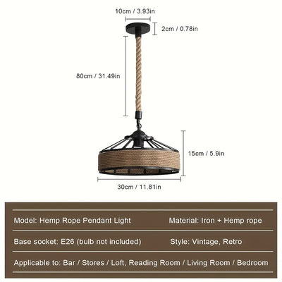Lámpara colgante industrial moderna con diseño de cuerda tejida a mano, acabado en metal dorado y negro, pantalla de hierro, ideal para comedor, bar o decoración del hogar (bombilla no incluida), decoración de luz