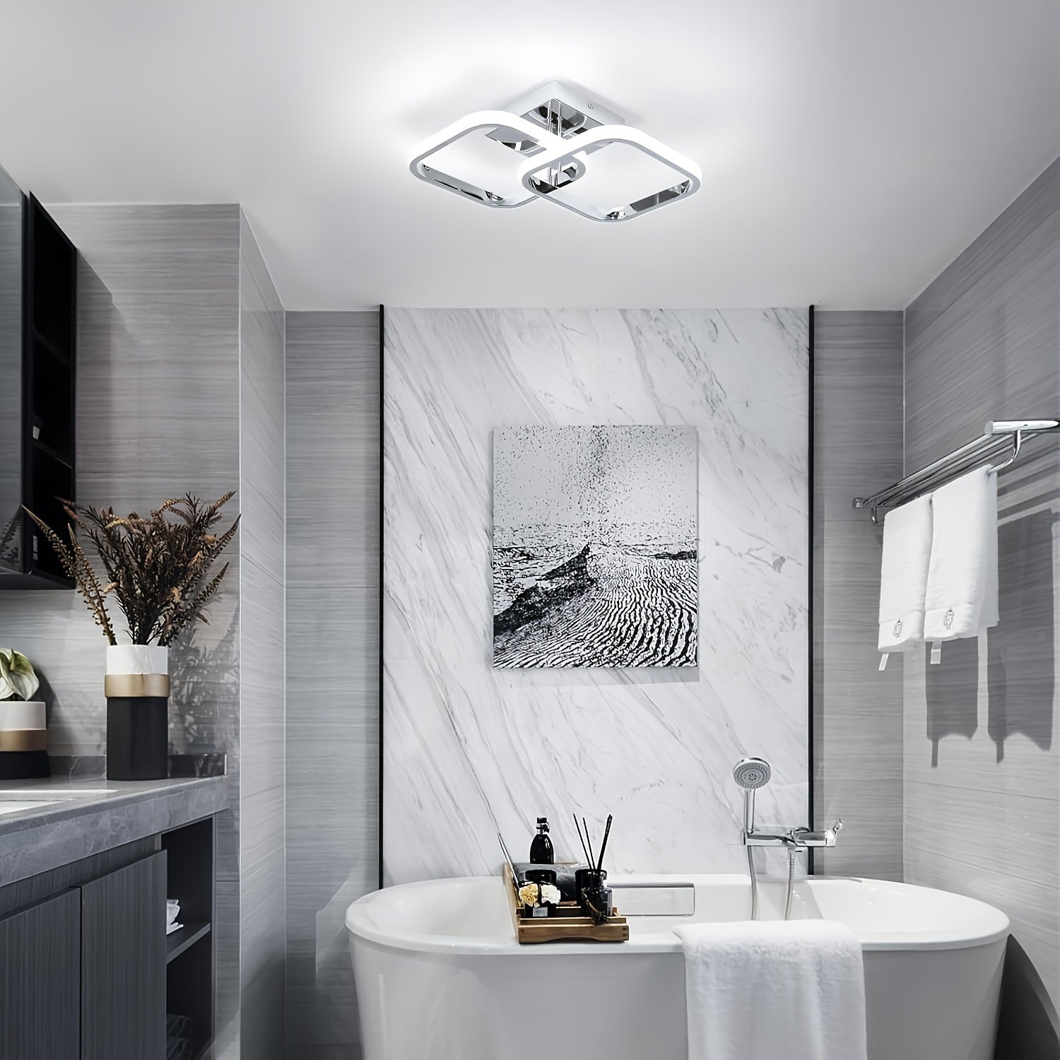1 pieza de Luz de Techo LED Moderna - Metálica, Montaje Semi-Bajante, Aparato Desmontable, Incluye Herrajes de Instalación, No Requiere Batería, con Bombilla, 85V-265V, para Sala de Estar, Dormitorio, Isla de Cocina, Baño, Restaurantes, Cafeterías, Hotel