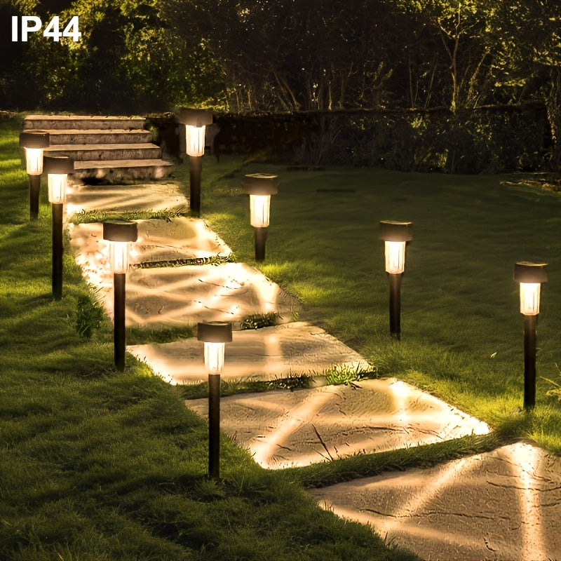 Luces de jardín solares de 6 unidades con LED, impermeables, estacas de jardín de polipropileno, batería de níquel, un color, para decoración exterior de villa y patio