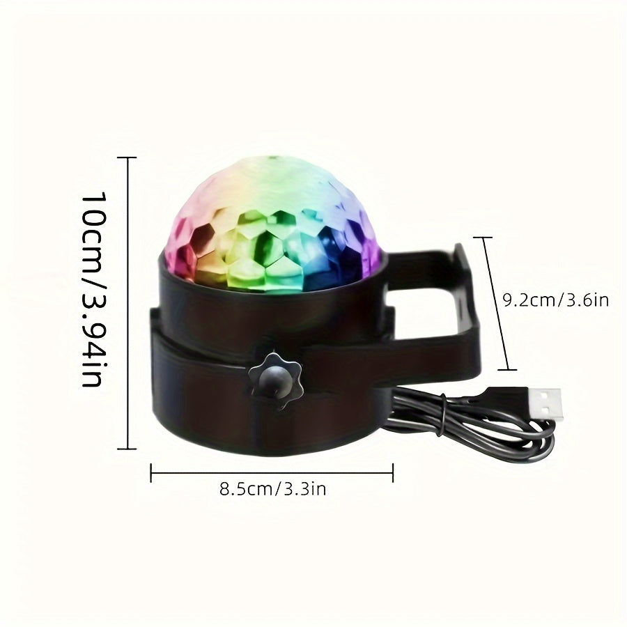 Luz de escenario de bola de discoteca RGB alimentada por USB - Proyector de fiesta de DJ de cambio de color con luces LED vibrantes, ideal para hogar, KTV, bodas, actuaciones de baile y celebraciones de vacaciones, interfaz USB, montaje en pared o escrit