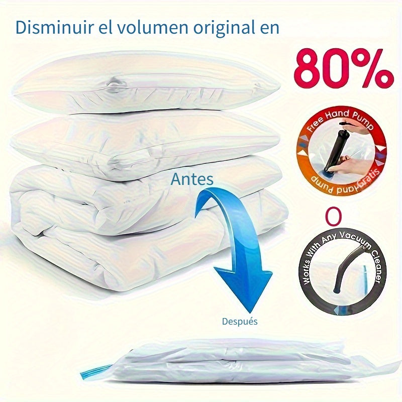 Juego de 5 Bolsas de Almacenamiento al Vacío con Bomba - Organizador Portátil y Ahorrador de Espacio para Viajes, Ropa, Mantas, Ropa de Cama, Regalos Festivos, Solución de Empaque para Maleta, Bolsa Organizadora/Bolsa Protectora de Prendas