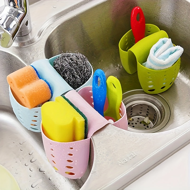 Soporte de Silicona para Esponja y Cesta de Desagüe - Correa Ajustable, Múltiples Compartimentos para Esponjas, Cepillos, Toallas y Utensilios, Organizador de Cocina Colorido para Almacenamiento en Fregadero, Soporte para Utensilios | Organizador Estilo