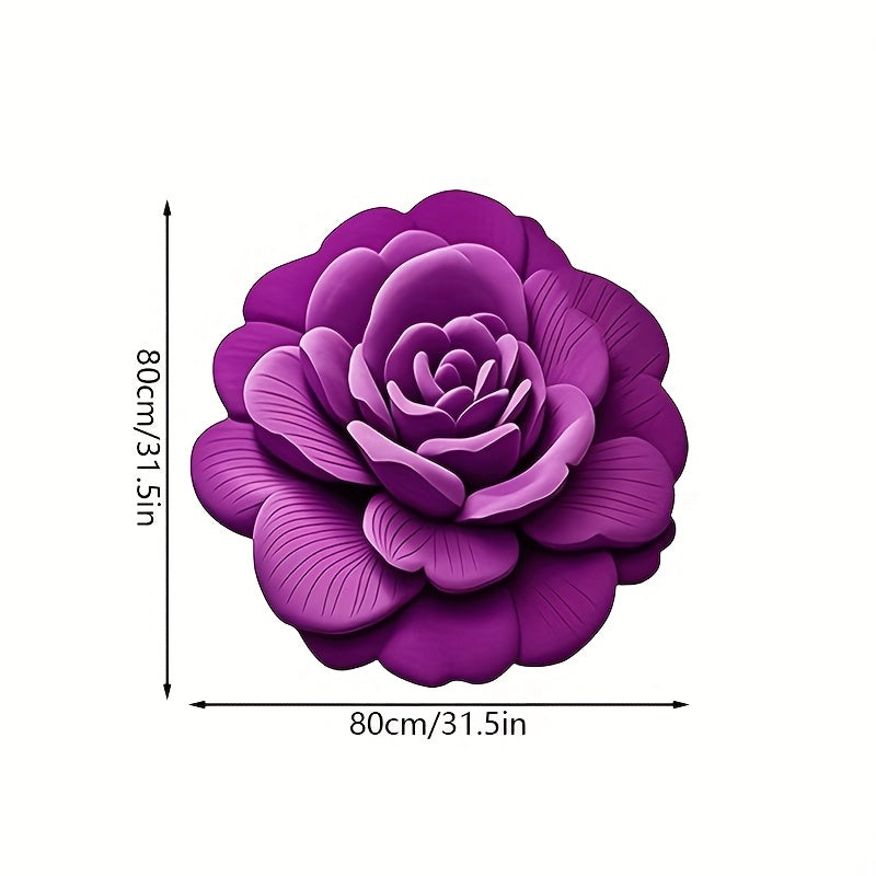 1 pieza de alfombrilla floral 3D de color morado - Poliéster grueso y suave como terciopelo, antideslizante, lavable en máquina, forma irregular para dormitorio, sala de estar, entrada - Alfombrilla elegante para decoración del hogar, alfombras para sala