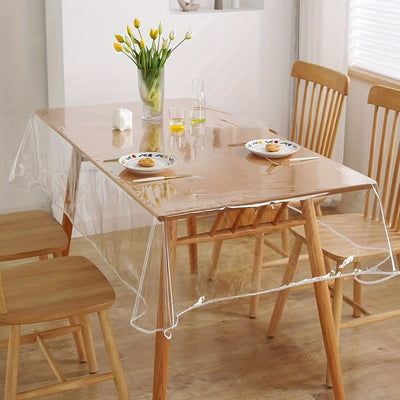 Mantel rectangular transparente de vinilo, 1 pieza - Cubierta protectora, fácil de limpiar y resistente a rayones para mesas de comedor en hogares y restaurantes, material no textil hecho a máquina, ideal para hoteles y restaurantes, decoración moderna p