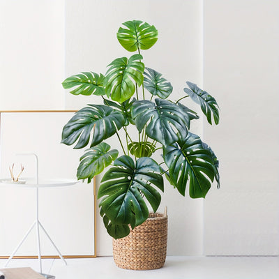 1 pieza de planta artificial Monstera Deliciosa, 80 cm/31,49 pulgadas - Hojas verdes grandes, bajo mantenimiento para decoración interior/exterior para hogar, oficina o jardín, no necesita batería, decoración de plantas interiores | Estética natural | Pl