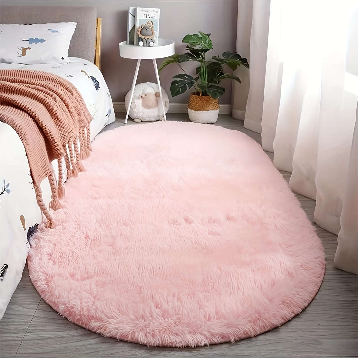 Alfombra de felpa antideslizante - Alfombra rectangular suave de poliéster con respaldo de goma, lavable a máquina, duradera y fácil de limpiar, para dormitorio, sala de estar, entrada, decoración del hogar, alfombras para sala, decoración de dormitorio,