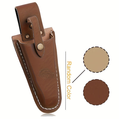 Estuche de poda de cuero duradero - Bolsa de herramientas de jardín clásica con cierre de clic seguro, práctica para cortar tijeras, cortadores y almacenamiento de herramientas - Marrón, cierre magnético, forro de EVA, diseño ligero y elegante, accesorio