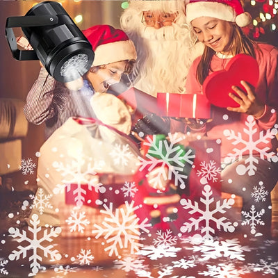 Proyector de copos de nieve con USB, perfecto para decoración navideña en interiores, fiestas de Navidad, luz escénica con patrón giratorio de copos de nieve