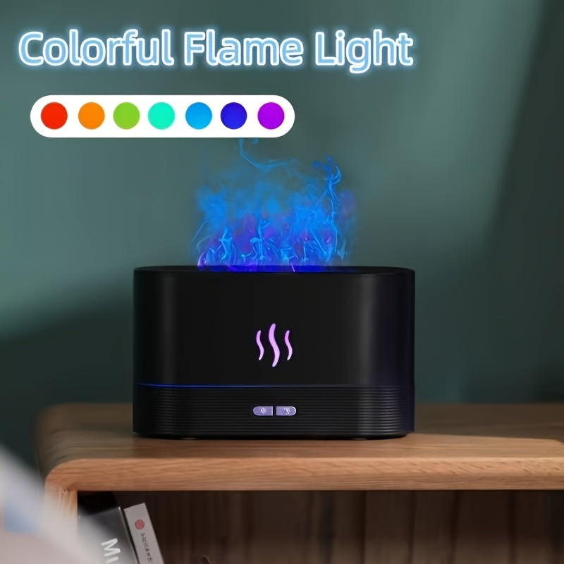 Humidificador portátil de llama con alimentación USB y cambio de color LED, difusor de aceite esencial aromático para oficina y hogar, crea una atmósfera cálida y acogedora, purifica el aire, alto nivel de humedad, material ABS, ideal para la escuela/hog