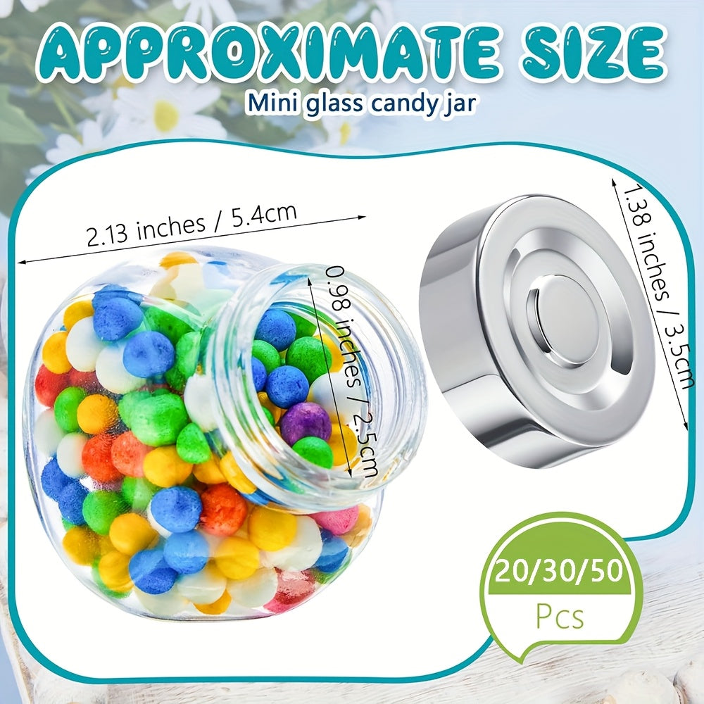 20/30/50pcs, Tarro de Vidrio Mini con Tapa 1.7oz Tarro de Caramelo Mini Tarro Mason Pequeño con Tapa Contenedor de Vidrio Pequeño, Utilizado para Regalos Regalos de Boda Tarro de Miel de Especias Azúcar Helado Herbal