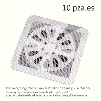 10 piezas de filtro para cabello en el baño, pantalla anti-insectos adhesiva para desagüe del inodoro y cocina, evita obstrucciones