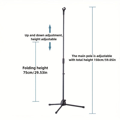 Soporte de Micrófono Ajustable para Suelo con Pinza, Base Triangular Resistente – Ideal para Transmisiones en Vivo y Karaoke: Canto en Casa, Fiestas Privadas, Discursos y Actuaciones al Aire Libre/Interior – Soporte Duradero Multiusos
