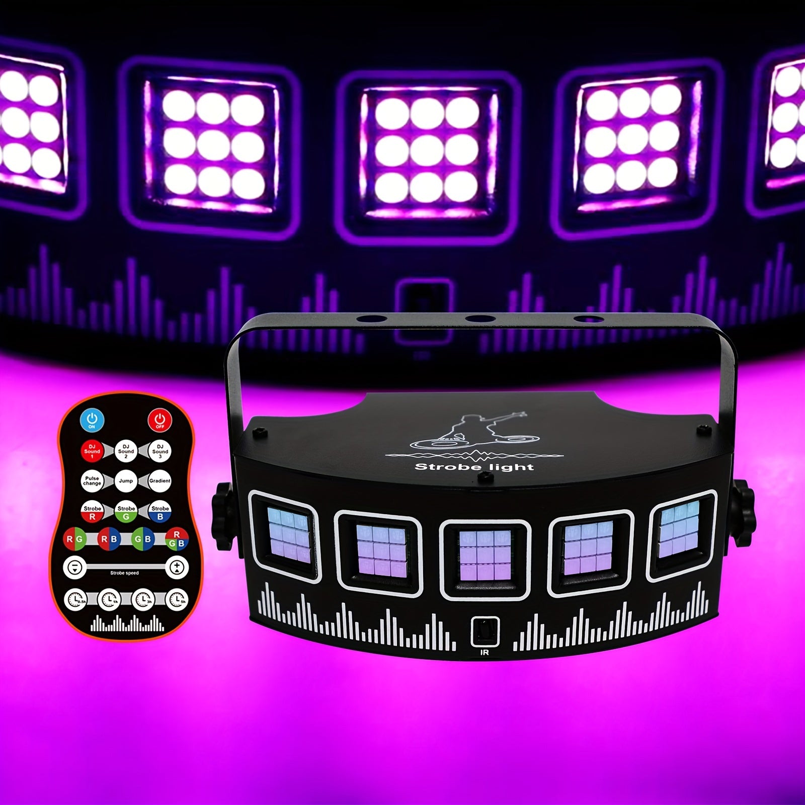 [Luz Estroboscópica Dinámica de Metal] YSH Luz Estroboscópica Dinámica de Metal Negro USB 1ud con Control Remoto - Luces de Fiesta Disco para Clubes Nocturnos, Bares, Cumpleaños, Navidad, Día de San Valentín y Celebraciones de Bodas - Iluminación Decorat