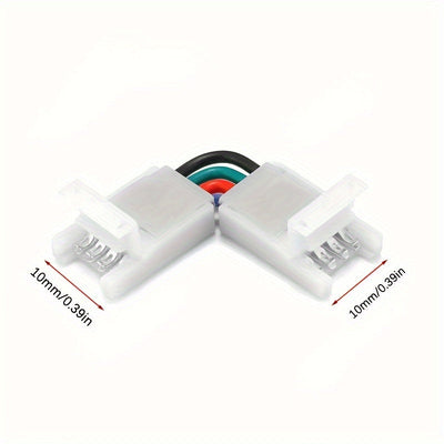 Conectores en L de Esquina Ajustables de 90 Grados de 4 Pines para Tiras de LED RGB 5050 de 10mm de Ancho Conexión sin Soldadura con Clip