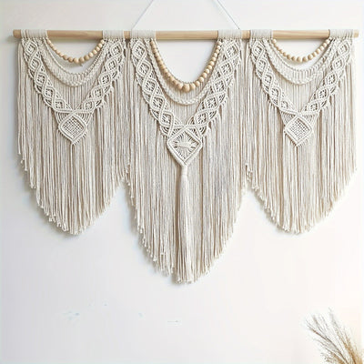 Tapiz bohemio con borlas grandes, decoración tejida a mano elegante para el hogar, dormitorio, sala de estar, bodas, fiestas de Halloween y Navidad