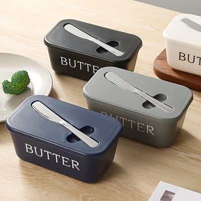 Recipiente para mantequilla de grado alimenticio PP premium DEHOV'S con cuchillo - Grande, duradero y fácil de limpiar, mantenedor de frescura para mostrador - Ideal para uso en el hogar, diseño elegante, plástico resistente