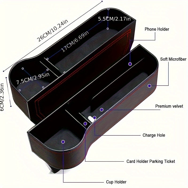 2 unidades de ABS Ligero y Portátil Organizador de Consola Central con Insertos, Portavasos y Diseño de Bolsillo Múltiple para Coche, Camión y SUV - Ideal para Almacenar Cables, Herramientas y Accesorios, Almacenamiento de Accesorios | Interior de Coche