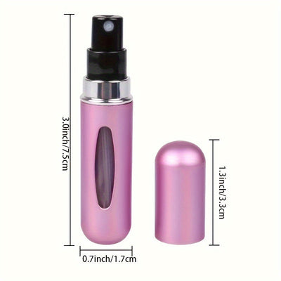 Un frasco de maquillaje portátil con una capacidad de 5 ml en la parte inferior, que se puede rellenar y reutilizar como un mini frasco de spray para perfume.