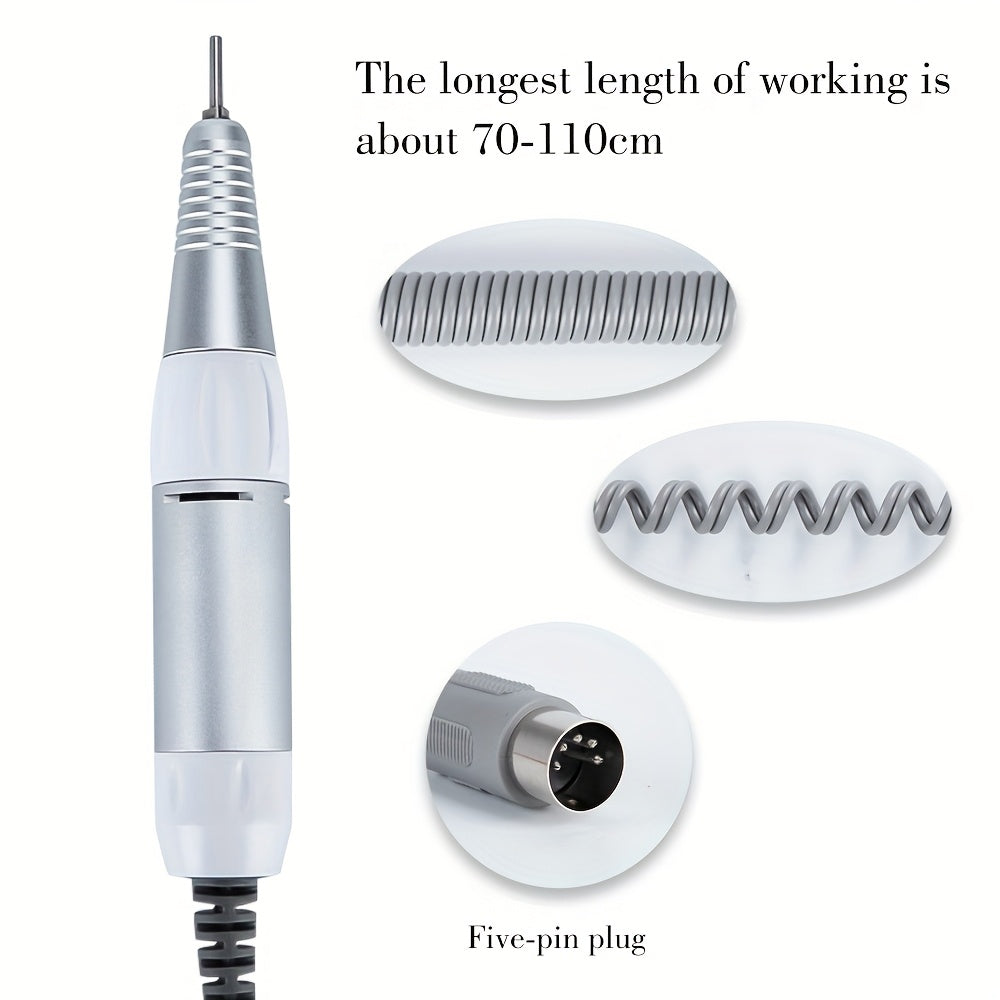 Manija de perforadora eléctrica profesional de 5 núcleos 35000 RPM - Herramienta de manicura y pedicura de alta velocidad con agarre ergonómico, control de precisión y bits de perforación intercambiables para arte de uñas, archivo, esmalte, afilado - Pie