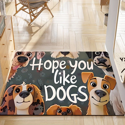 Felpudo de poliéster con diseño de perro de dibujos animados lindo, alfombra de baño suave y gruesa de 8 mm, lavable a máquina, alfombra antideslizante para cocina, alfombra de salón, alfombra de dormitorio, alfombra de entrada interior, alfombra decorat
