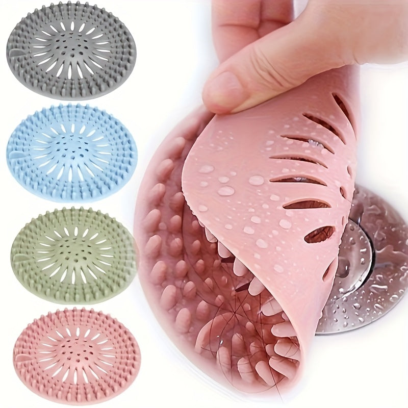 1pc Filtro de Silicona para Cabello - Cubierta Antiatascos con Diseño Multiorificio, Protector de Desagüe para Baño y Cocina en Colores Pastel (Rosa/Azul/Verde/Gris) - Capturador de Pelusas y Jabón, Prevención de Residuos, Compatible con Desagües Estánda