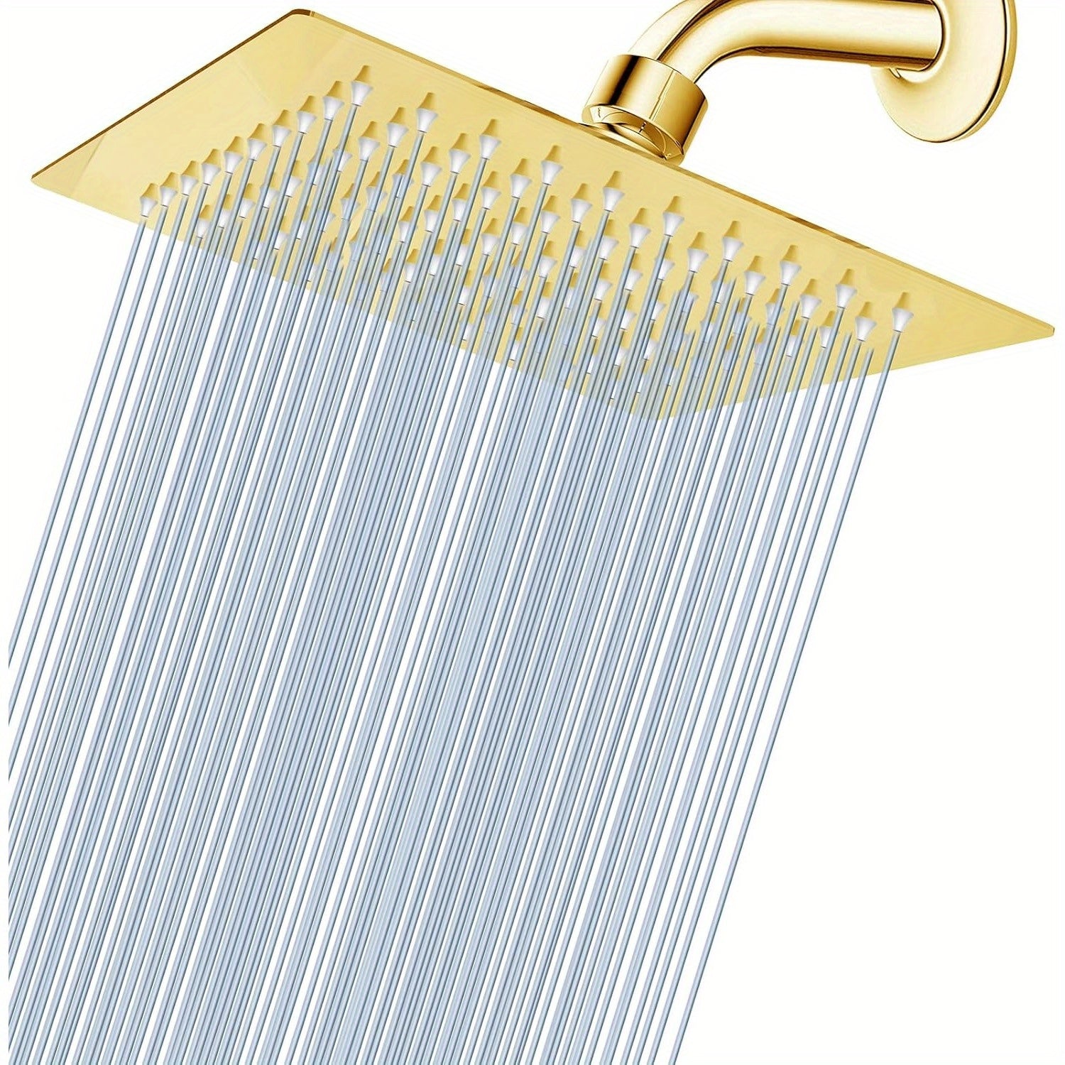 1pieza 8-Pulgadas de cabeza de ducha de alta presión, acero inoxidable 304, experiencia de ducha relajada incluso con bajo flujo de agua - Acabado dorado cuadrado, montado en la pared, experiencia de ducha relajada|Cabezal de ducha moderno|Cabezal de duc