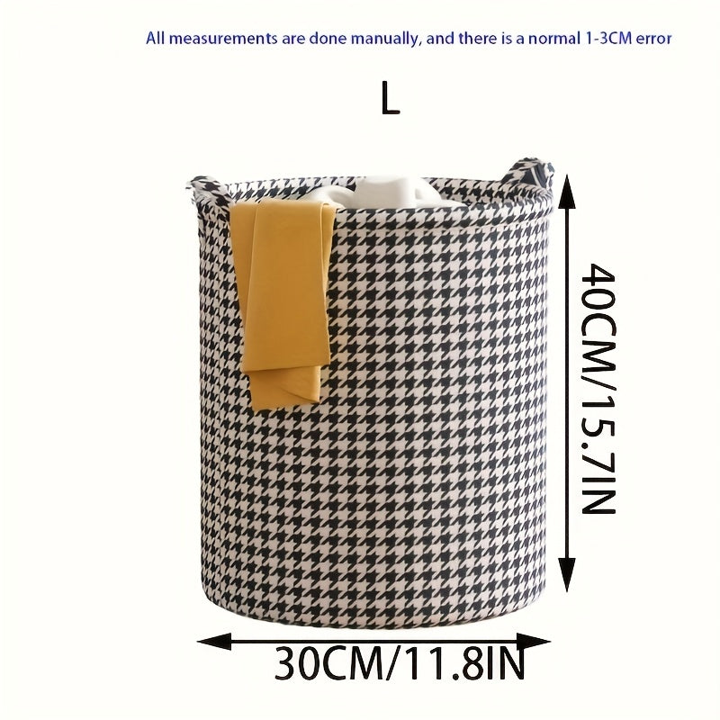 1pieza Cesta de ropa plegable contemporánea, canasta de almacenamiento de tela ovalada con asas, dirección de patrón aleatorio versátil, para dormitorio, baño, sala de estar - Accesorio para el hogar, Canastas de ropa