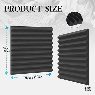 40 piezas de Paneles de Espuma de Alta Densidad Negros de 12"x12"x1" para Insonorización - Antifuego, Reducción de Ruido en Forma de Cuña para Estudios de Grabación, Salas de Música, Oficinas, Espacios de Juegos, Podcasts, Aulas, Cines Caseros y Paredes