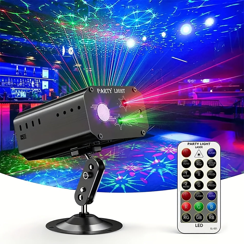08LED Luz de láser con control remoto - Recargable por USB, funciones RGB y IR multicolores, cuerpo de aluminio - Ideal para fiestas de DJ, bodas, escenarios y decoración del hogar, decoración de bodas